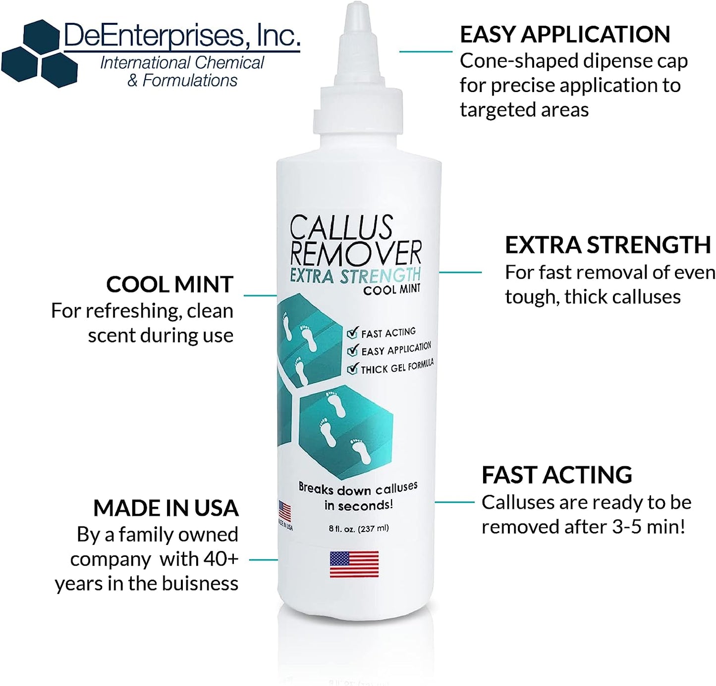 de-enterprises® cool mint callus remover gel extra strength (237ml)